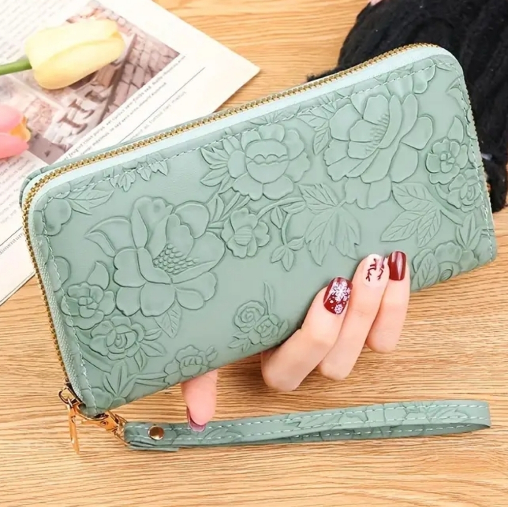 Fashion Large Floral Long Wristlet Wallet
